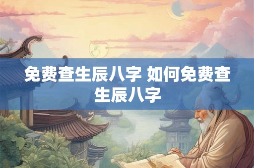 免费查生辰八字 如何免费查生辰八字