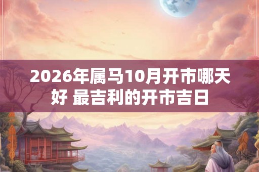 2026年属马10月开市哪天好 最吉利的开市吉日