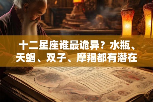 十二星座谁最诡异?水瓶、天蝎、双子、摩羯都有潜在的怪异行为! 十二星座谁最诡异?水瓶、天蝎、双子、摩羯都有潜在的怪异行为!
