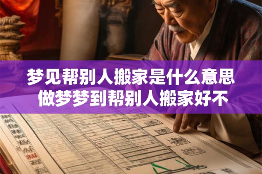 梦见帮别人搬家是什么意思 做梦梦到帮别人搬家好不好
