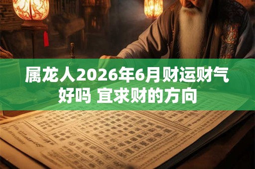 属龙人2026年6月财运财气好吗 宜求财的方向