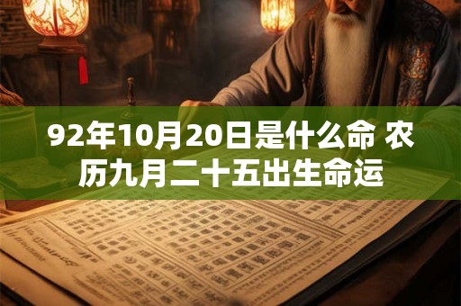 92年10月20日是什么命 农历九月二十五出生命运 92年10月20日是什么命 农历九月二十五出生命运