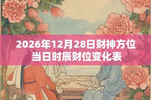 2026年12月28日财神方位 当日时辰财位变化表