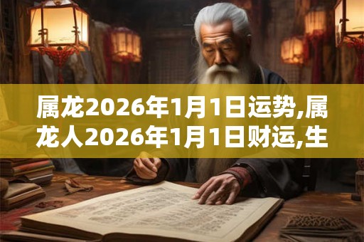 属龙2026年1月1日运势,属龙人2026年1月1日财运,生肖龙2026年1月1日运势