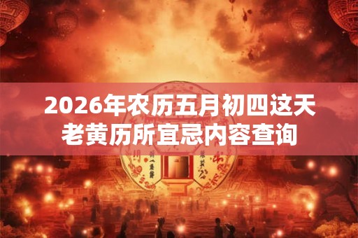 2026年农历五月初四这天老黄历所宜忌内容查询 2026年农历五月初四这天老黄历所宜忌内容查询
