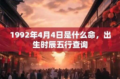 1992年4月4日是什么命，出生时辰五行查询