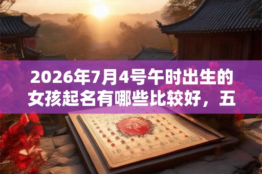 2026年7月4号午时出生的女孩起名有哪些比较好,五行是什么? 2026年7月4号午时出生的女孩起名有哪些比较好,五行是什么?