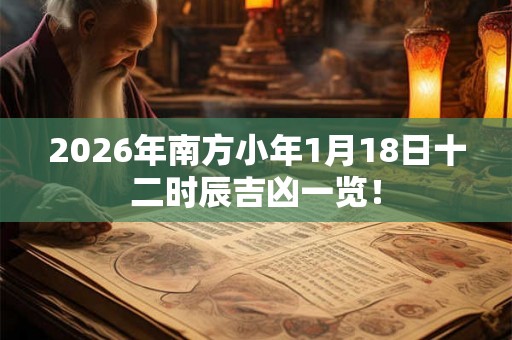 2026年南方小年1月18日十二时辰吉凶一览！