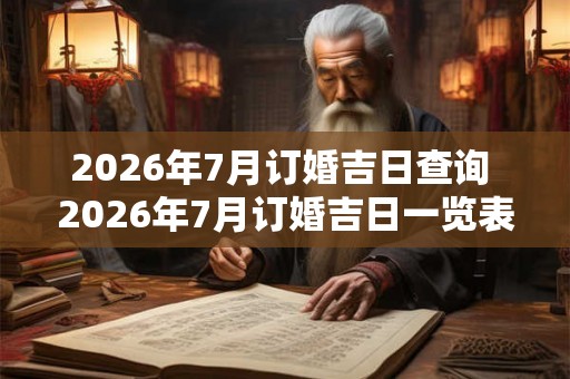 2026年7月订婚吉日查询 2026年7月订婚吉日一览表 2026年7月订婚吉日查询 2026年7月订婚吉日一览表