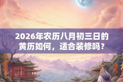 2026年农历八月初三日的黄历如何，适合装修吗？