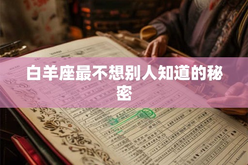 白羊座最不想别人知道的秘密