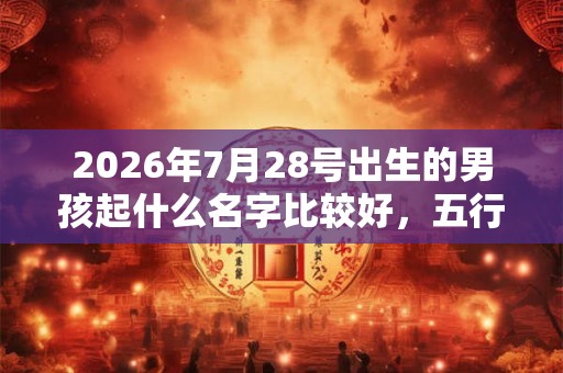2026年7月28号出生的男孩起什么名字比较好，五行属什么