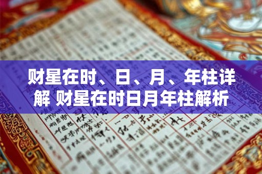 财星在时、日、月、年柱详解 财星在时日月年柱解析