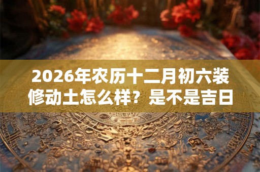 2026年农历十二月初六装修动土怎么样？是不是吉日？