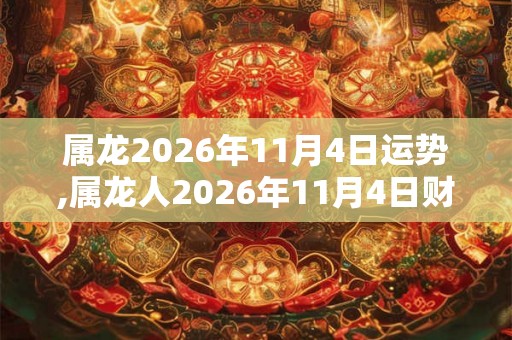 属龙2026年11月4日运势,属龙人2026年11月4日财运,生肖龙2026年11月4日运势