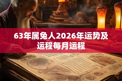 63年属兔人2026年运势及运程每月运程 63年属兔人2026年运势及运程每月运程