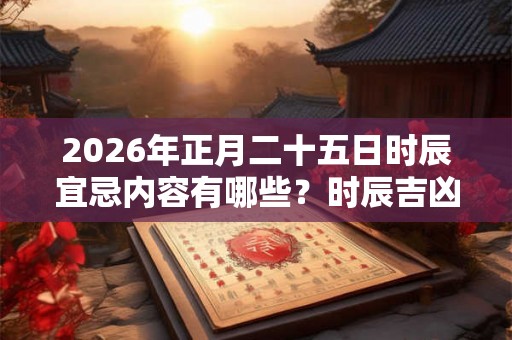 2026年正月二十五日时辰宜忌内容有哪些?时辰吉凶表 2026年正月二十五日时辰宜忌内容有哪些?时辰吉凶表