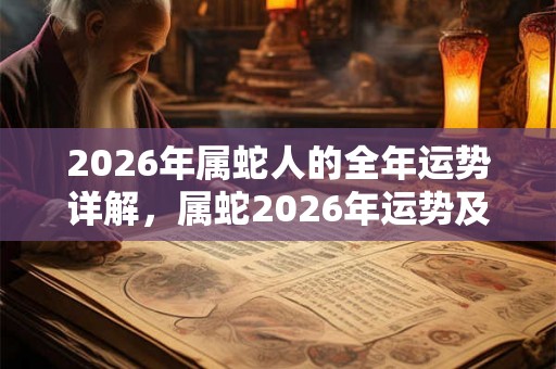 2026年属蛇人的全年运势详解，属蛇2026年运势及运程！