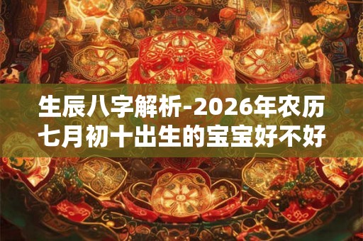 生辰八字解析-2026年农历七月初十出生的宝宝好不好