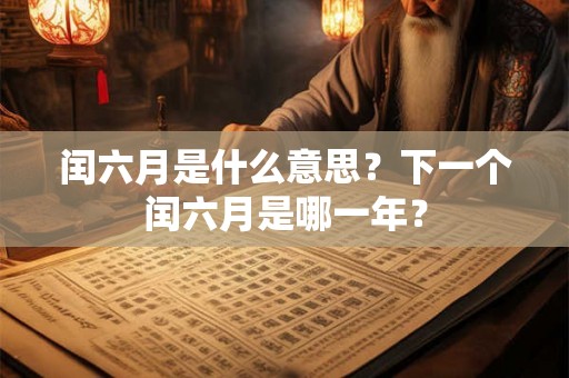 闰六月是什么意思？下一个闰六月是哪一年？