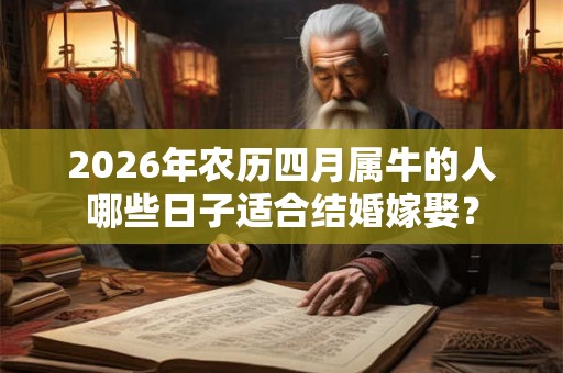 2026年农历四月属牛的人哪些日子适合结婚嫁娶？