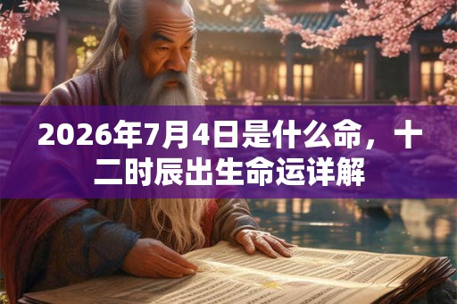 2026年7月4日是什么命，十二时辰出生命运详解