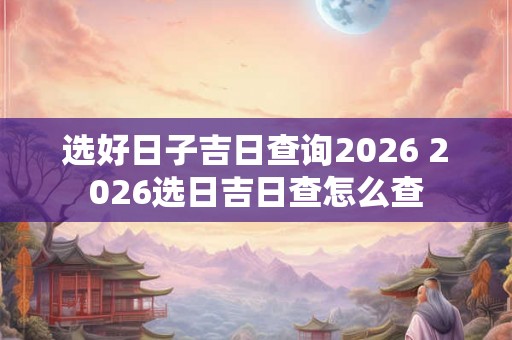 选好日子吉日查询2026 2026选日吉日查怎么查