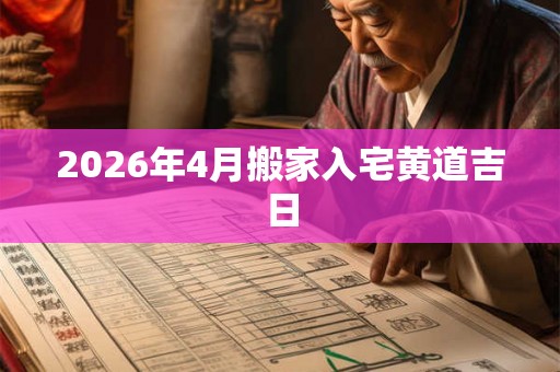 2026年4月搬家入宅黄道吉日