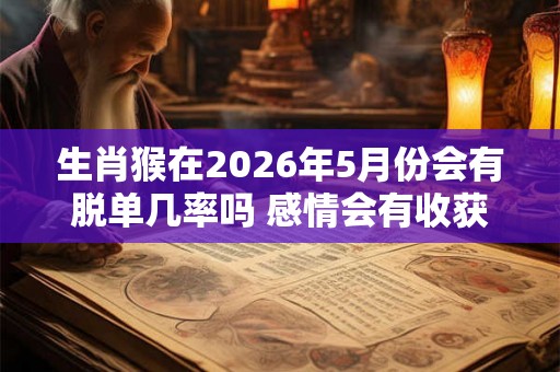 生肖猴在2026年5月份会有脱单几率吗 感情会有收获 生肖猴在2026年5月份会有脱单几率吗 感情会有收获