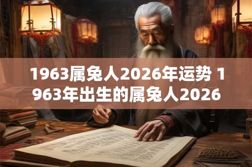1963属兔人2026年运势 1963年出生的属兔人2026年运势如何