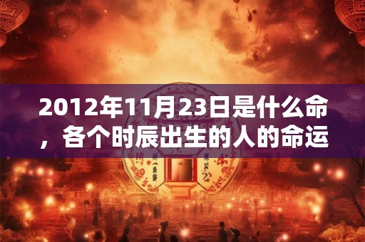 2012年11月23日是什么命，各个时辰出生的人的命运