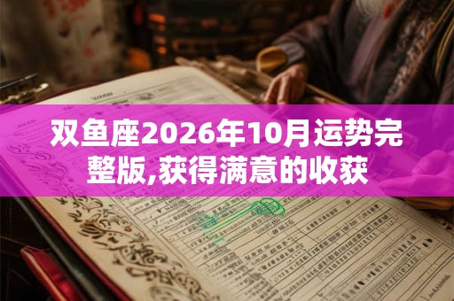 双鱼座2026年10月运势完整版,获得满意的收获