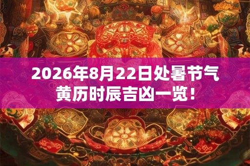 2026年8月22日处暑节气黄历时辰吉凶一览！