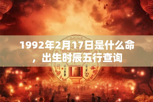 1992年2月17日是什么命，出生时辰五行查询