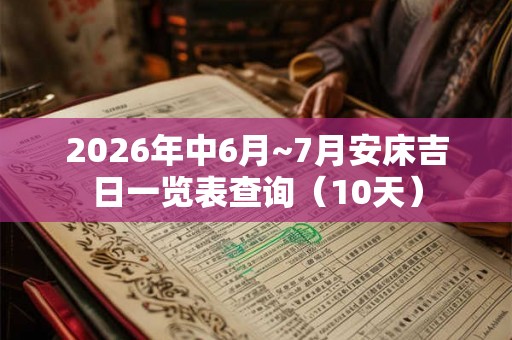 2026年中6月~7月安床吉日一览表查询（10天）