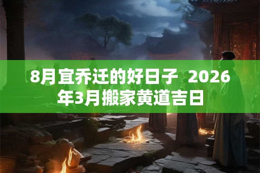 8月宜乔迁的好日子  2026年3月搬家黄道吉日