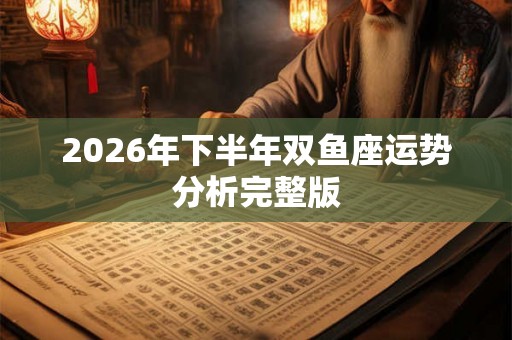 2026年下半年双鱼座运势分析完整版