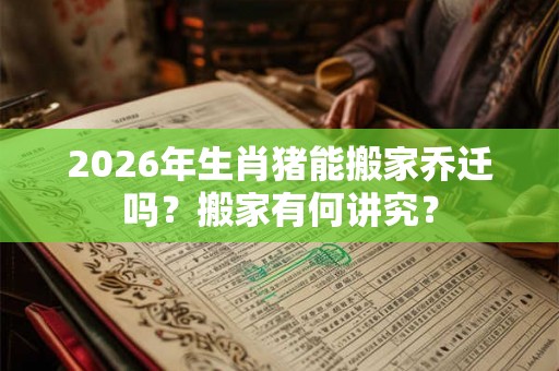 2026年生肖猪能搬家乔迁吗？搬家有何讲究？