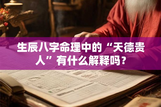 生辰八字命理中的“天德贵人”有什么解释吗？