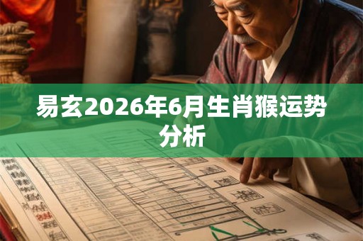 易玄2026年6月生肖猴运势分析