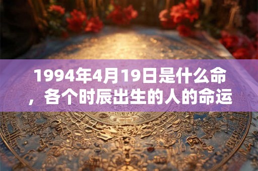 1994年4月19日是什么命,各个时辰出生的人的命运 1994年4月19日是什么命,各个时辰出生的人的命运