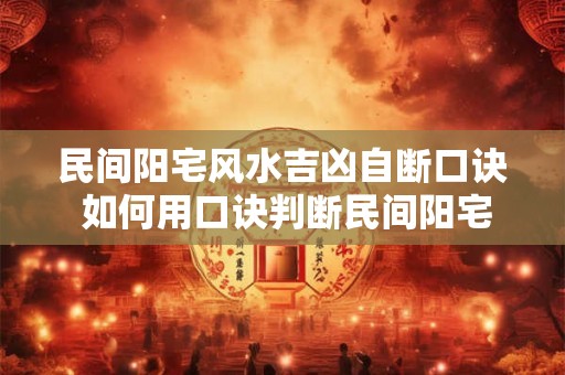 民间阳宅风水吉凶自断口诀 如何用口诀判断民间阳宅风水吉凶