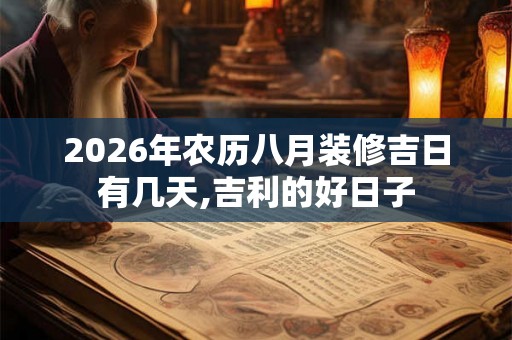 2026年农历八月装修吉日有几天,吉利的好日子