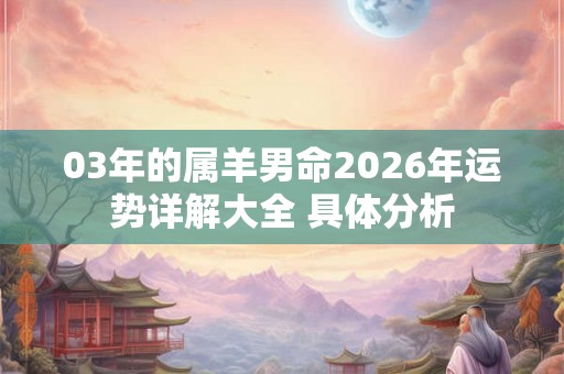 03年的属羊男命2026年运势详解大全 具体分析