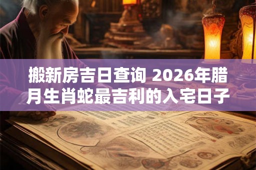 搬新房吉日查询 2026年腊月生肖蛇最吉利的入宅日子