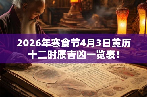 2026年寒食节4月3日黄历十二时辰吉凶一览表! 2026年寒食节4月3日黄历十二时辰吉凶一览表!