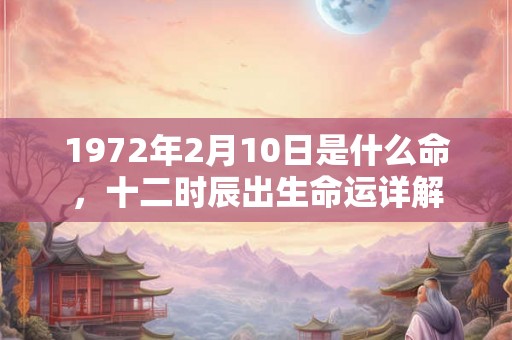 1972年2月10日是什么命，十二时辰出生命运详解