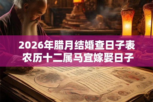 2026年腊月结婚查日子表 农历十二属马宜嫁娶日子精选