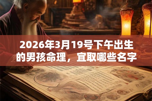 2026年3月19号下午出生的男孩命理，宜取哪些名字？