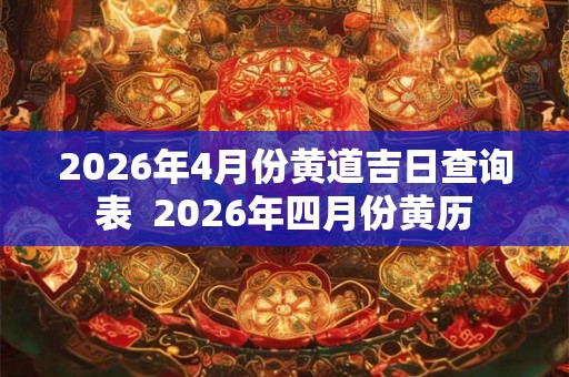2026年4月份黄道吉日查询表 2026年四月份黄历 2026年4月份黄道吉日查询表 2026年四月份黄历